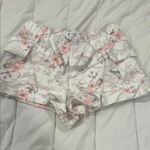 refuge Floral Cargo Lounge Shorts - Pink & White